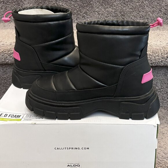 Call It Spring Milkyway Winter Boots - Ladies Black w/ pink Sz 8 w/ Original BOX - Picture 1 of 7